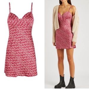 Free People Floral Red Mini Slip Dress